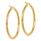 10k Diamond-cut 3mm Round Hoop Earrings - Image 4