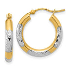 Leslie's 10K with Rhodium Diamond Cut 3mm Hoop Earrings