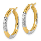 Leslie's 10K with Rhodium Diamond Cut 3mm Hoop Earrings - Image 2