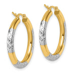 Leslie's 10K with Rhodium Diamond Cut 3mm Hoop Earrings - Image 4
