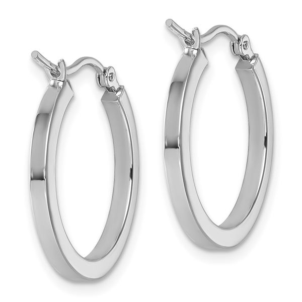 Leslie's 10k White Gold 2mm Square Tube Hoop Earrings - Image 4