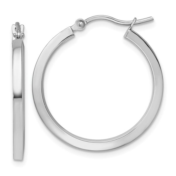 Leslie's 10k White Gold 2mm Square Tube Hoop Earrings