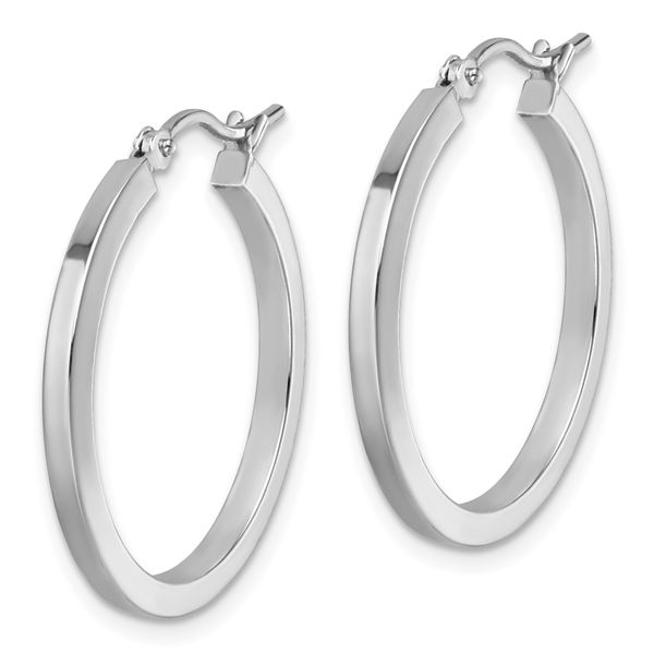 Leslie's 10k White Gold 2mm Square Tube Hoop Earrings - Image 2