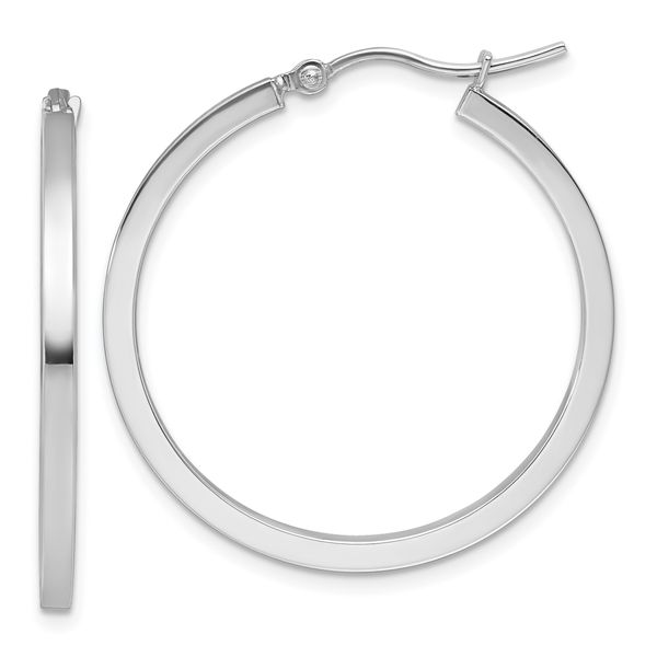Leslie's 10k White Gold 2mm Square Tube Hoop Earrings