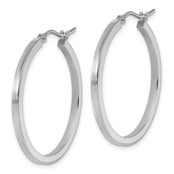Leslie's 10k White Gold 2mm Square Tube Hoop Earrings - Image 2