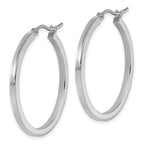 Leslie's 10k White Gold 2mm Square Tube Hoop Earrings - Image 2