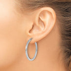 Leslie's 10k White Gold 2mm Square Tube Hoop Earrings - Image 3