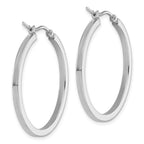 Leslie's 10k White Gold 2mm Square Tube Hoop Earrings - Image 4