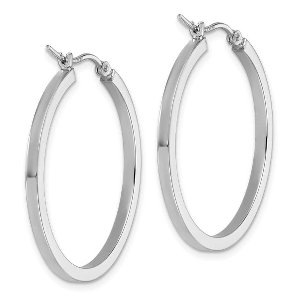 Leslie's 10k White Gold 2mm Square Tube Hoop Earrings - Image 4