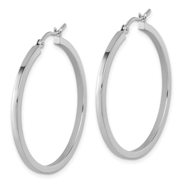 Leslie's 10k White Gold 2mm Square Tube Hoop Earrings - Image 2