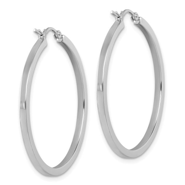 Leslie's 10k White Gold 2mm Square Tube Hoop Earrings - Image 4