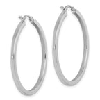 Leslie's 10k White Gold 2mm Square Tube Hoop Earrings - Image 4