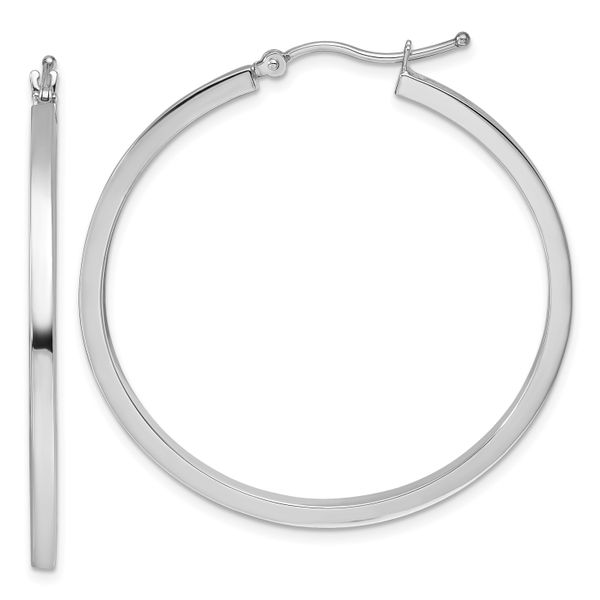 Leslie's 10k White Gold 2mm Square Tube Hoop Earrings