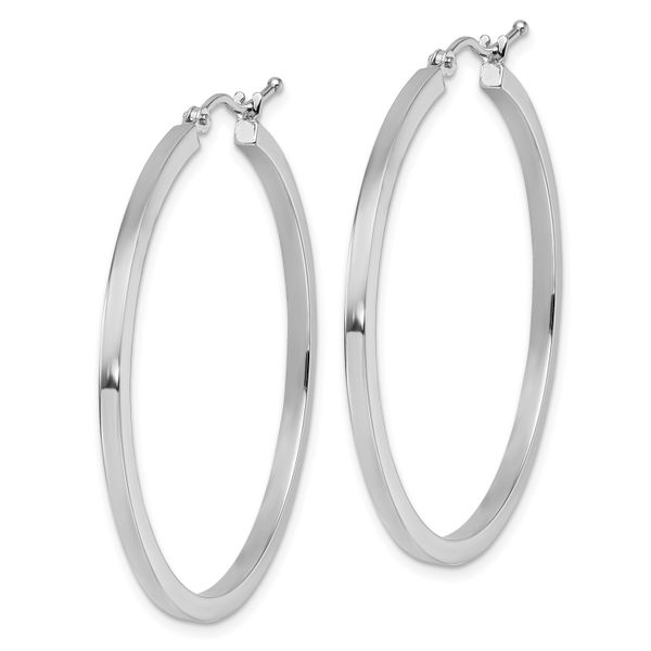 Leslie's 10k White Gold 2mm Square Tube Hoop Earrings - Image 2