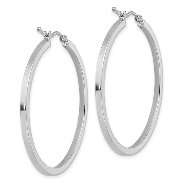 Leslie's 10k White Gold 2mm Square Tube Hoop Earrings - Image 4