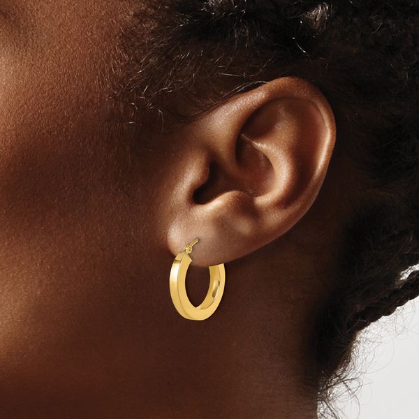 Leslie's 10k 3mm Polished Square Hoop Earrings - Image 3