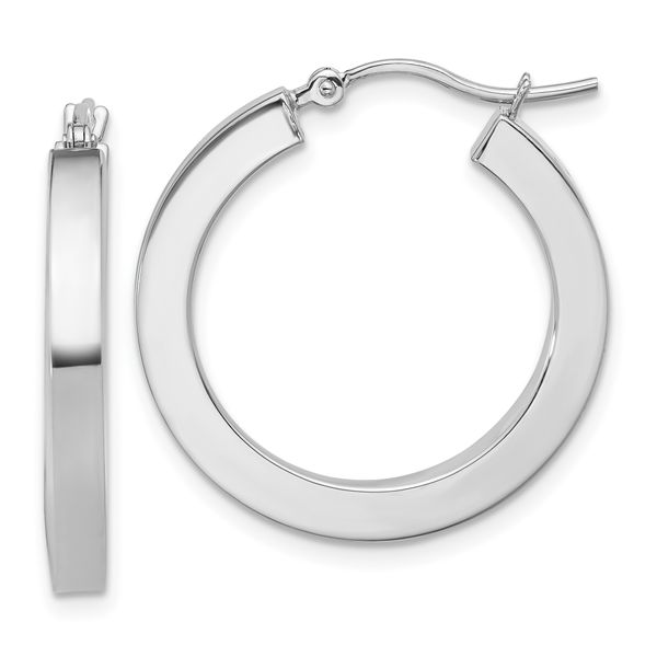 Leslie's 10k White Gold 3mm Polished Square Tube Hoop Earrings