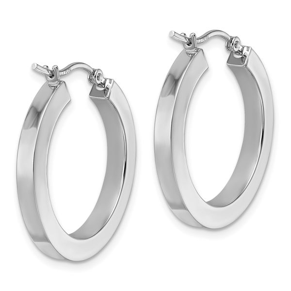 Leslie's 10k White Gold 3mm Polished Square Tube Hoop Earrings - Image 4