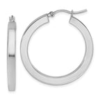 Leslie's 10k White Gold 3mm Polished Square Tube Hoop Earrings