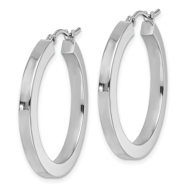 Leslie's 10k White Gold 3mm Polished Square Tube Hoop Earrings - Image 2
