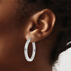 Leslie's 10k White Gold 3mm Polished Square Tube Hoop Earrings - Image 3