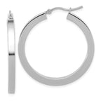 Leslie's 10k White Gold 3mm Polished Square Tube Hoop Earrings
