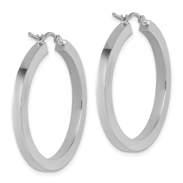 Leslie's 10k White Gold 3mm Polished Square Tube Hoop Earrings - Image 4