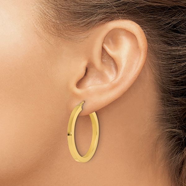 Leslie's 10k 3mm Polished Square Hoop Earrings - Image 3