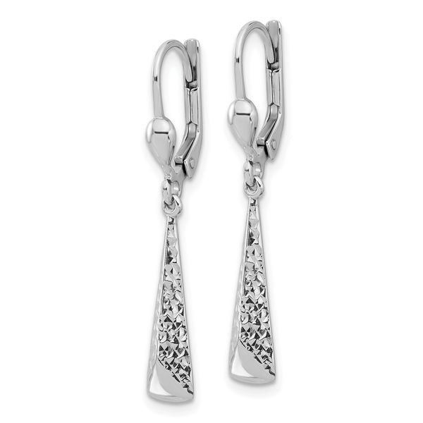 Leslie's 10K White Gold Polished/Textured Leverback Dangle Earrings - Image 2
