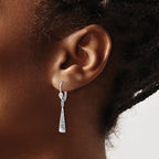 Leslie's 10K White Gold Polished/Textured Leverback Dangle Earrings - Image 3