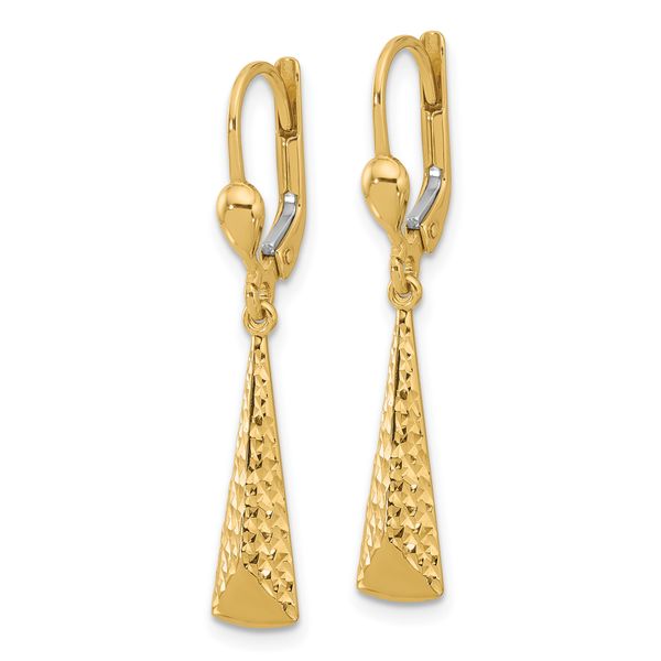 Leslie's 10K Polished and Textured Leverback Dangle Earrings - Image 2