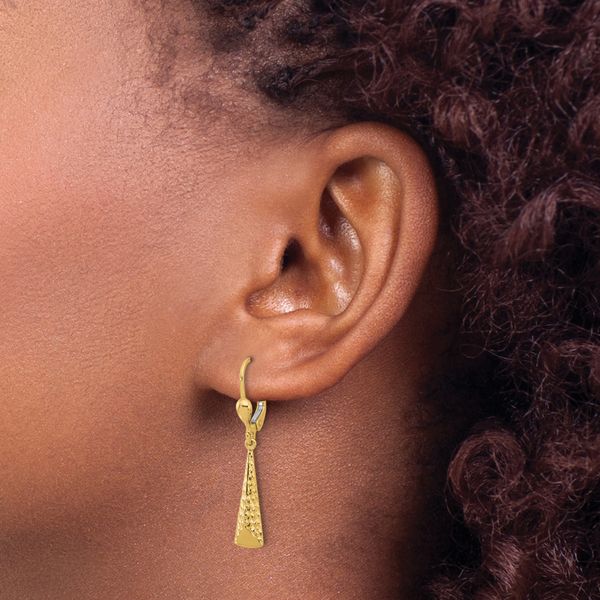 Leslie's 10K Polished and Textured Leverback Dangle Earrings - Image 3