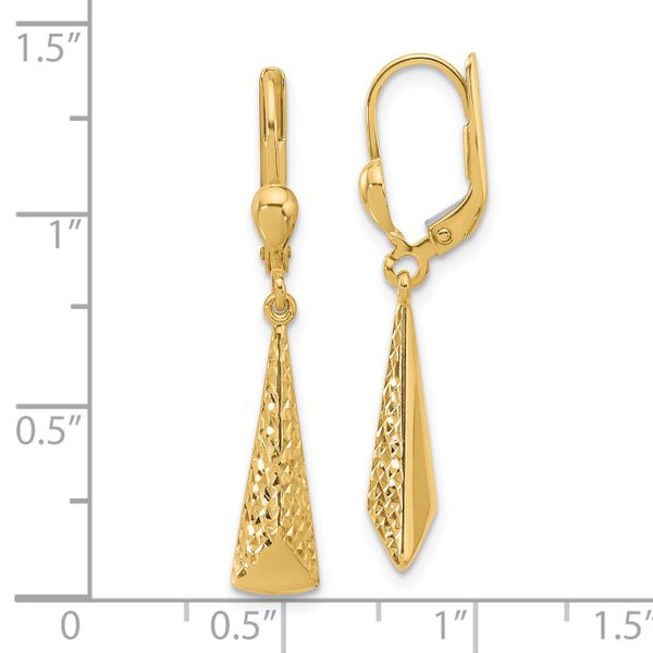 Leslie's 10K Polished and Textured Leverback Dangle Earrings - Image 4