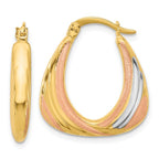 Leslie's 10K Two-tone w/White Rhodium Polished and Satin Hoop Earrings