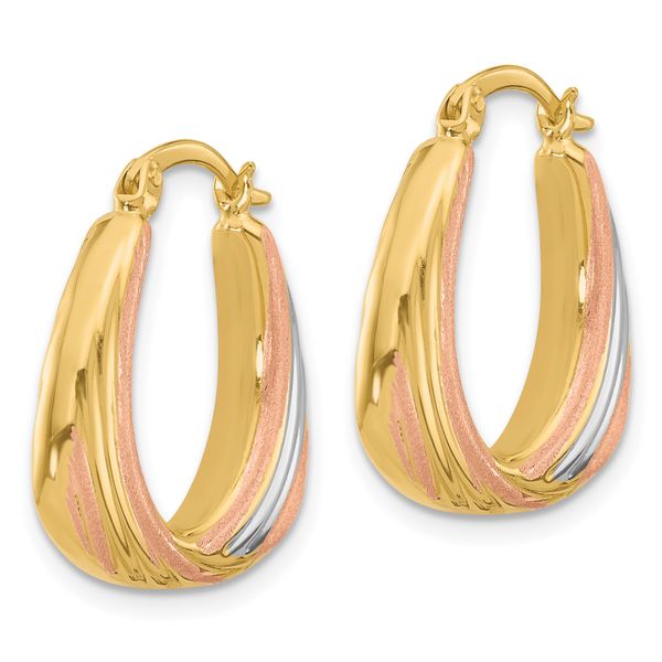 Leslie's 10K Two-tone w/White Rhodium Polished and Satin Hoop Earrings - Image 2