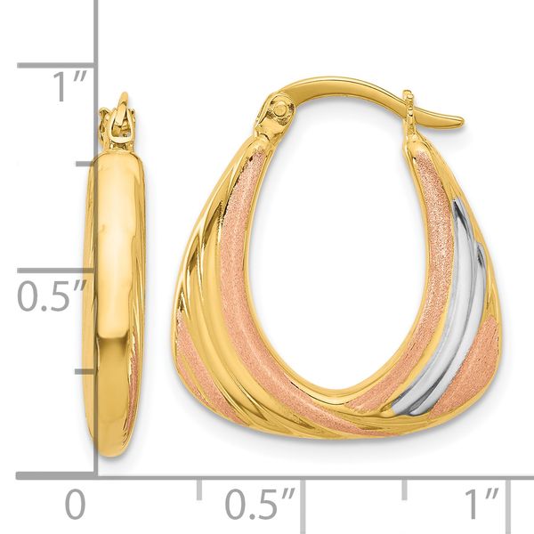 Leslie's 10K Two-tone w/White Rhodium Polished and Satin Hoop Earrings - Image 4