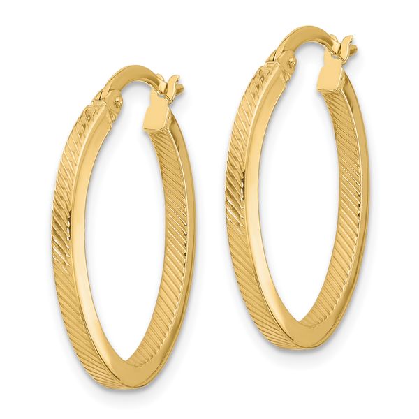 Leslie's 10K Polished and Textured Oval Hoop Earrings - Image 2