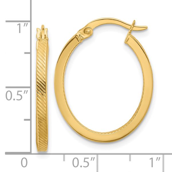 Leslie's 10K Polished and Textured Oval Hoop Earrings - Image 4