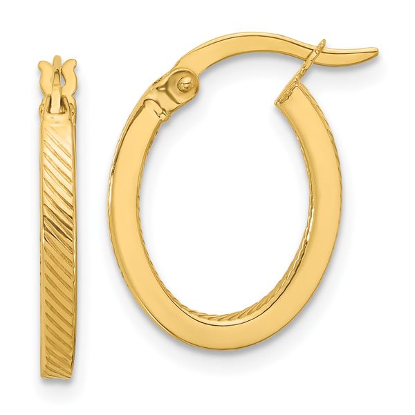Leslie's 10K Polished and Textured Oval Hoop Earrings