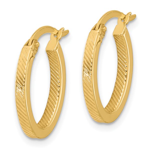 Leslie's 10K Polished and Textured Oval Hoop Earrings - Image 2