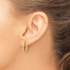 Leslie's 10K Polished and Textured Oval Hoop Earrings - Image 3