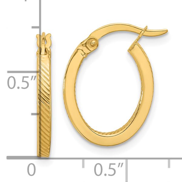 Leslie's 10K Polished and Textured Oval Hoop Earrings - Image 4