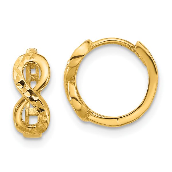 Leslie's 10K Polished and Diamond-cut Infinity Huggie Hoop Earrings