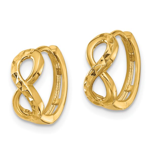 Leslie's 10K Polished and Diamond-cut Infinity Huggie Hoop Earrings - Image 2