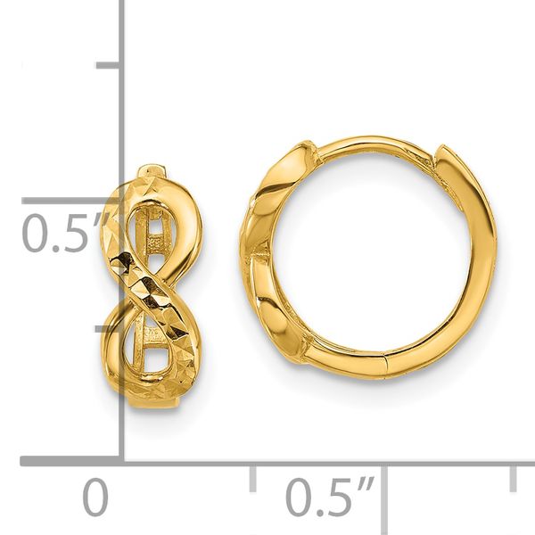 Leslie's 10K Polished and Diamond-cut Infinity Huggie Hoop Earrings - Image 4