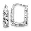 Leslie's 10K White Gold Polished and Diamond-cut Square Hoop Earrings