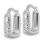 Leslie's 10K White Gold Polished and Diamond-cut Square Hoop Earrings - Image 2