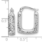 Leslie's 10K White Gold Polished and Diamond-cut Square Hoop Earrings - Image 4