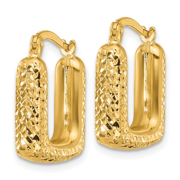 Leslie's 10K Polished and Diamond-cut Square Hoop Earrings - Image 2
