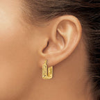 Leslie's 10K Polished and Diamond-cut Square Hoop Earrings - Image 3